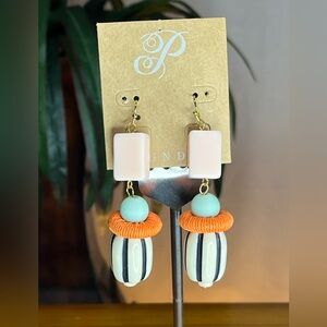 PLUNDER Millie Fun Multi Beaded Drop Dangle Earrings NEW . 3” drop